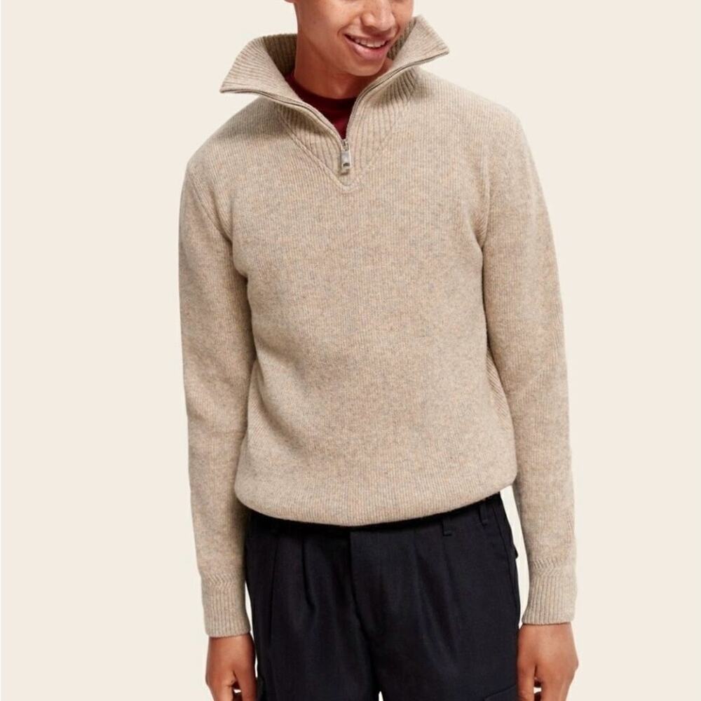Scotch & Soda Wool Alpaca Blend Half-Zip Pullover Sweater Large - Picture 1 of 6